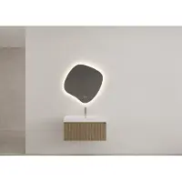 Gliss Design Timotheus badmeubel met ribbelfront 60cm ash gray met glans witte wastafel Lako