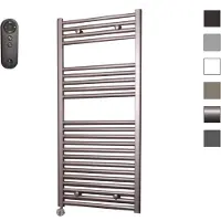 Sanicare HVS elektrische radiator 45x112cm inox-look met afstandsbediening en thermostaat chroom linksonder