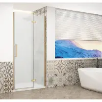 Gelco Trinity douchedeur 100cm rechts met mat glas goud