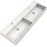 Brauer Gravity dubbele wastafel mineraalmarmer 140cm met 2 kraangaten wit glans