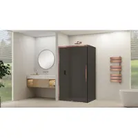 Van Rijn ST09 hoekcabine met rookglas 90x160cm geborsteld koper