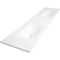 Brauer Glacier dubbele wastafel fine stone 200cm zonder kraangaten wit mat