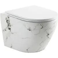 Best design Zeus randloos toilet wit marmer met softclose zitting wit glans