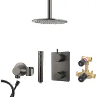 Mueller Ferro inbouw regendouche met hoofddouche 30cm en plafondarm 20cm gunmetal - verouderd ijzer