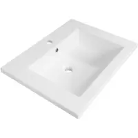 Brauer Solar Slim wastafel mineraalmarmer 60cm met kraangat wit glans