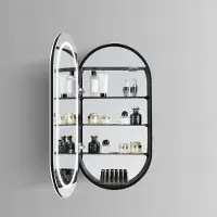 HiPP Design 91000 ovale spiegelkast met verlichting en verwarming 45x90cm zwart mat