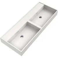 Brauer Gravity dubbele wastafel mineraalmarmer 120cm zonder kraangat wit glans