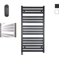 Sanicare Moda elektrische radiator 60x120cm zwart mat met afstandsbediening en thermostaat zwart linksonder