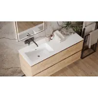 Saniclear Cosmos fine stone wastafel links 120x46cm zonder kraangat mat wit