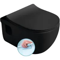 Sapho Brilla randloos toilet met zitting 36.5x53cm zwart mat