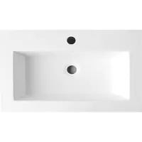 Lambini Designs Copparo compacte wastafel mineraalmarmer 80cm met kraangat wit glans