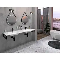 Sapho Areca wastafel met kraangat 160cm wit glans