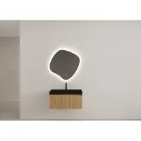 Gliss Design Timotheus badmeubel met ribbelfront 60cm pure met zwarte wastafel Lako