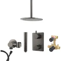 Mueller Ferro inbouw regendouche met hoofddouche 30cm en plafondarm 30cm gunmetal - verouderd ijzer