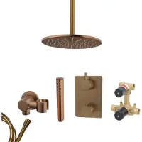 Mueller Bronzo inbouw regendouche met hoofddouche 30cm en plafondarm 30cm brons koper geborsteld