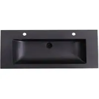 Lambini Designs Lugano wastafel quartz 120cm enkel met 2 kraangaten zwart mat