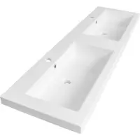 Brauer Solar Medium dubbele wastafel mineraalmarmer 160cm met 2 kraangaten wit glans