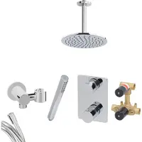 Mueller Round inbouw regendouche met 25cm hoofddouche en plafondarm 20cm chroom
