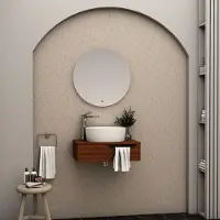 SaniGoods Aven badmeubel 60cm walnoot met waskom wit mat