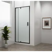 Sapho Polysan Easy Black douche draaideur mat glas 90x190cm zwart mat