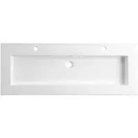 Lambini Designs Pavia wastafel keramiek 120cm enkel met 2 kraangaten wit glans