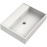 Brauer Gravity enkele wastafel mineraalmarmer 60cm zonder kraangat wit glans