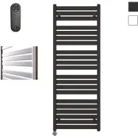 Sanicare Moda elektrische radiator 60x160cm zwart mat met afstandsbediening en thermostaat chroom linksonder