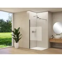 Van Rijn ST01 inloopdouche 60x200cm helder glas met satijnband zwart