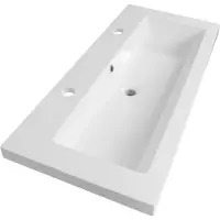 Brauer Solar Medium wastafel mineraalmarmer 100cm met 2 kraangaten wit glans