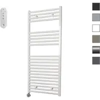 Sanicare HVS elektrische radiator 60x112cm wit met afstandsbediening en thermostaat chroom linksonder
