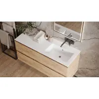 Saniclear Cosmos fine stone wastafel rechts 160x46cm zonder kraangat mat wit