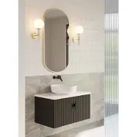 Muebles Ezra badmeubel ribbelfront 80cm zwart mat met wit toppaneel zonder waskom