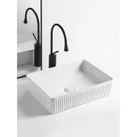Sapho Picobello waskom rechthoekig met ribbel 50x35cm wit