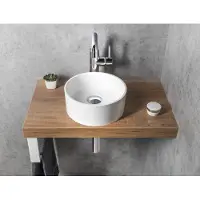 Sapho Sanna ronde waskom 25cm gegoten marmer wit glans