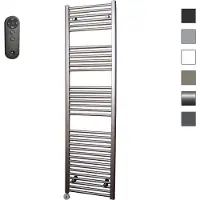 Sanicare HVS elektrische radiator 45x172cm inox-look met afstandsbediening en thermostaat chroom linksonder