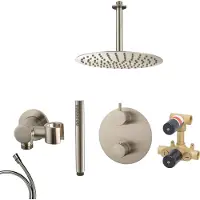 Mueller Round inbouw regendouche rond met 20cm hoofddouche en plafondarm 20cm RVS