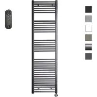 Sanicare HVS elektrische radiator 45x172cm gunmetal met afstandsbediening en thermostaat chroom rechtsonder