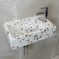Saniclear Terrazzo fonteinset met rechte kraan in chroom