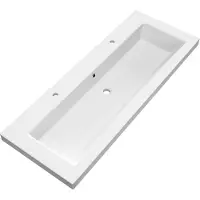 Brauer Solar Medium wastafel mineraalmarmer 120cm met 2 kraangaten wit mat