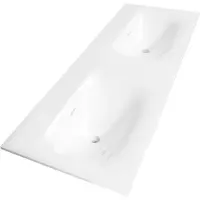 Brauer Glacier dubbele wastafel fine stone 120cm zonder kraangaten wit glans
