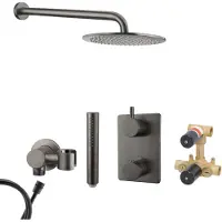 Mueller Ferro inbouw regendouche met hoofddouche 30cm en muurarm 45cm gunmetal - verouderd ijzer