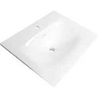 Brauer Glacier wastafel fine stone 60cm met kraangat wit glans