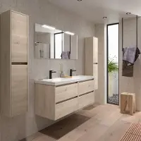 Muebles Project badmeubel 140cm met 4 lades en wastafel naturel eiken