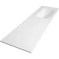 Brauer Glacier wastafel fine stone 160cm rechts met kraangat wit mat