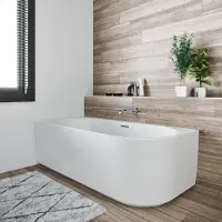 Riho Desire half vrijstaand bad rechts 184x84cm wit glans met Fall overloop