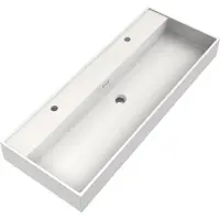 Brauer Gravity enkele wastafel mineraalmarmer 120cm met 2 kraangaten wit glans