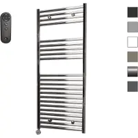Sanicare HVS elektrische radiator 60x172cm chroom met afstandsbediening en thermostaat chroom linksonder