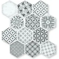 Terre d'Azur Epoca wandtegel hexagon 28x30cm grijs - per 4 vellen