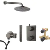 Mueller Ferro inbouw regendouche met hoofddouche 25cm en muurarm 35cm gunmetal - verouderd ijzer