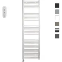 Sanicare HVS elektrische radiator 60x172cm wit met afstandsbediening en thermostaat wit linksonder